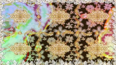 Altın elementlerle nötr renklerde altın desen. Raster geleneksel oryantasyon süsü. Kusursuz klasik altın desen.