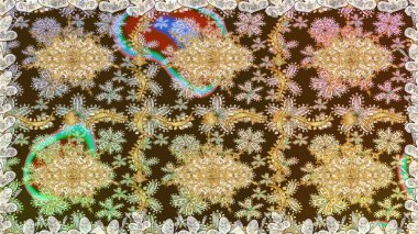 Geleneksel oryantasyon süsü. Klasik raster sarısı, kusursuz desen. Kahverengi renklerde, altın elementlerle kusursuz desen. Klasik vintage arkaplan.