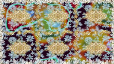 Damask pürüzsüz yineleme kalıbı. Antika altın tekrarlanabilir duvar kağıdı. Tarafsız renklerde altın element. Barok tarzında altın çiçekli süs..