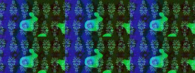 Yumuşak, mavi renkte bahar çiçekleri. Yaprak ve çiçeklerin suluboya resimleri, mavi renkte çizimler. Raster illüstrasyonu.