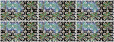 Çiçeksiz desenli arka plan, yaz çiçekleri. Renkli Bahar Temalı Kusursuz Arkaplan. Düz Çiçek Elementleri Tasarımı. Gri renkli çiçekler.