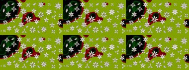 El çizimi çiçek çizimi deseni (fayans). Şirin çiçekli, desenli, yeşil renkli bir eskiz deseni. Tekstil için suluboya çizim deseni.