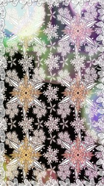 Çiçekler, yaprakları ile halk tarzında Dikişsiz çiçek deseni. Raster Illustration. El çizilmiş.