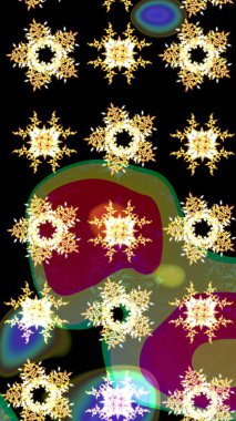 Raster illüstrasyonu. Siyah renklere karalamalı çiçek deseni çiz.