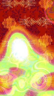 Renkli arka planda izole tatlı kar taneleri. Kar tanesi raster deseni. Raster illüstrasyonu. Kırmızı, yeşil ve turuncu renkte kar taneleri.