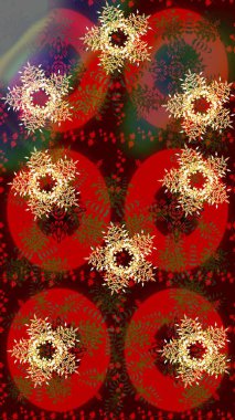 Raster illüstrasyonu. Raster kar taneleri arka planda. Soyut kar taneleri arkaplanda izole edilmiş düz dizayn. Kar taneleri deseni. Kar tanesi renkli desen.