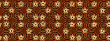 Çiçek Elementleri 'nin soyut geçmişi. Raster kış deseni. Kahverengi ve turuncu renkler üzerine tasarım. Raster illüstrasyonu.