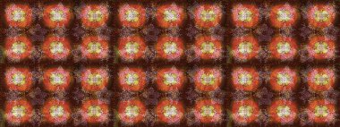 Raster Noel soyut renkli arka plan ve tatlı kar tanesi. Raster illüstrasyonu. Kahverengi, turuncu ve pembe kar taneleriyle.