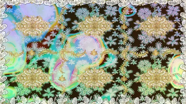 Tarafsız renklerde altın tekrarlayan elementlerle soyut arkaplan. Kusursuz oryantal klasik altın desen.