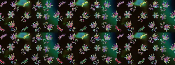 Raster illüstrasyonu. Siyah, gri ve yeşil renklerde. 3D çiçekler, çizim.