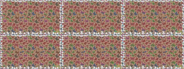 Çizim, karalama, karalama. Bej ve kahverengi arka planda kelebekler. Kusursuz. Raster illüstrasyonu. Kelebekli tasarım. Sonsuz.