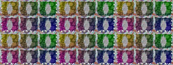 Sevimli çiçek raster deseni. Düz Çiçek Elementleri Tasarımı. Yeşil renkli çiçekler. Renkli Bahar Teması Kusursuz Arkaplan.