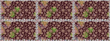 Hediye ambalaj kağıdı, tebrik kartları, posterler ve pankart tasarımı. Kahverengi renkli çiçekler. Raster düz çiçekleri pürüzsüz desen.