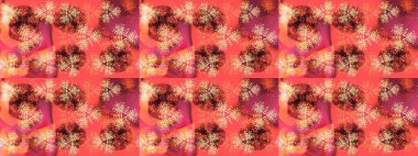 Kar taneleri deseni. Kar tanesi süsleme deseni. Kar taneleri arka planda. Raster illüstrasyonu. Renkli arkaplanda izole edilmiş kar tanelerinin düz tasarımı.