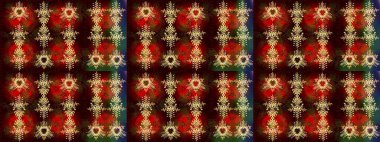 Kahverengi, kırmızı ve siyah kar taneli. Raster illüstrasyonu. Renkli arka planda izole tatlı kar taneleri.