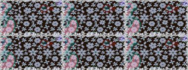 Raster illüstrasyonu. Kahverengi renkli çiçekler. Çiçek süsü ile kusursuz desen.