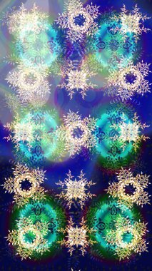 Kar tanesi süsleme deseni. Arkaplanda soyut kar taneleri olan düz tasarım. Kar taneleri deseni. Raster illüstrasyonu. Kar taneleri arkaplanı.