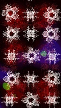 Siyah, kahverengi ve kırmızı kar taneleri. Noel ve yeni yıl moda baskıları için tatil tasarımı. Kar tanelerinin soyut arkaplanlı Noel şablonu. Raster illüstrasyonu.