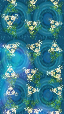 Noel mavisi, yeşil ve bej. Raster illüstrasyonu. Sihirli mavi, yeşil ve bej tatil soyut arka plan yıldız ve düşen kar taneleriyle.