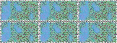 Doğadaki güzellik. Raster. Yeşil ve mavi arka planda uçan güzel kelebek. Kumaş, tekstil, baskı ve davetiye örnekleri. Kusursuz desen.