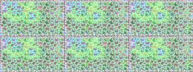 Raster. Mavi ve yeşil renklerle ilgili kusursuz çiçek desenli arka plan. Resimlerde tropik kelebekler görülür. Duvar kağıtları, web sayfası arkaplanları, yüzey dokuları, tekstil için mükemmel..