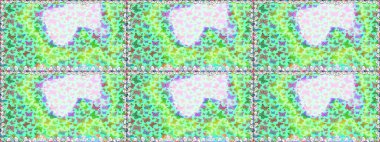 Yeşil ve nötr arka planda renkli kelebekler. Paketleme, kağıt ve kumaş için uygun. Kelebeklerle renklendirilmiş, pürüzsüz bir desen.