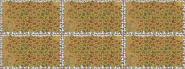 Tekstil, duvar kâğıtları, web sayfası arkaplanları ve yüzey dokuları için mükemmel. Sarı ve kahverengi renklerdeki renkli kelebeklerin kusursuz arka planı. Raster illüstrasyonu.