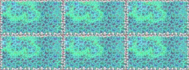 Dekoratif Raster çizimi. Renkli romantik kelebekler kusursuz desenli arka plan. Mavi ve yeşil renklerin soyut arkaplanı. Elle çizilmiş kelebeklerle.