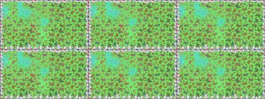 Yeşil ve nötr renklerde bir resim. Raster illüstrasyonu. Moda sevimli kumaş tasarımı. Fantezi çizimi. Kelebekli güzel moda deseni.