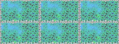 Yeşil ve mavi arka planda güzel renkli kelebeklerin Raster vintage el çizimi. Raster illüstrasyonu. Moda sevimli kumaş tasarımı.