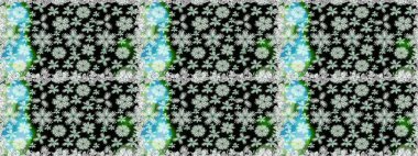 Ağaç dallı bahar çiçekleriyle desen, çiçek siluetiyle siyah renkler. Raster deseni.