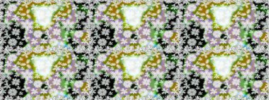 Raster deseni. Patlayan çiçekler soyut olarak yerleştirilmiş. Tarafsız ve gri renklerde bahar çiçekleri. Raster illüstrasyonu.