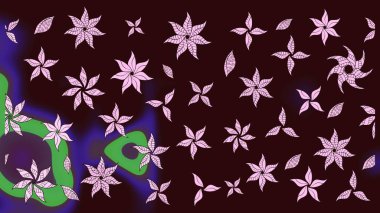 Raster Illustrasyon 'daki Çiçek Deseni' nin son moda çizimi. Renkli Yaz Temalı eskiz kalıbı. Güzel kumaş deseni. Düz Çiçek Elementleri Tasarımı.