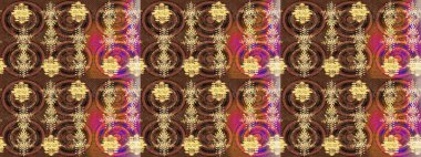 Noel ve yeni yıl moda baskıları için tatil tasarımı. Kar tanelerinin soyut arkaplanlı Noel şablonu. Kahverengi, sarı ve bej kar taneleri. Raster illüstrasyonu.