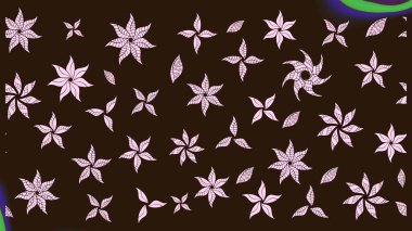 Çiçek desenli çizim. Kahverengi renkli çiçekler. Raster illüstrasyonu. Asya tekstil tarzında. Raster illüstrasyonu.