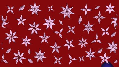 Elle çizilmiş çiçek desenli Raster çizimi. Kırmızı arka planda. Çocuksu tasarım. Tekstil, kumaş, ambalaj, hatıra defteri için güzel çiçek arkaplanı..