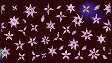 Renkli Bahar Teması eskiz kalıbı. Raster illüstrasyonu. Düz Çiçek Elementleri Tasarımı. Kahverengi renkte zarif çiçekler ve suluboya..