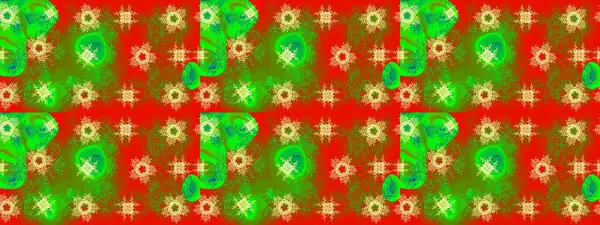 Bokeh yeşili, kırmızı, kahverengi ve kar taneleriyle dekoratif Noel arkaplanı. Raster illüstrasyonu.