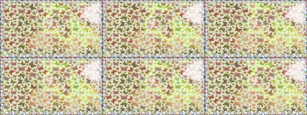 Kusursuz desen. Kumaş, tekstil, baskı ve davetiye için arka plan. Gri ve nötr renklerde güzel renkli kelebekler. Raster illüstrasyonu.