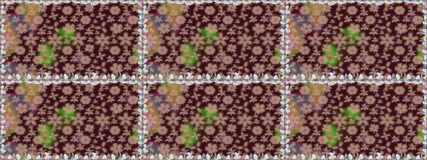 Kahverengi renkli çiçekler. Küçük çiçekteki sevimli çiçek deseni. Raster illüstrasyonu.