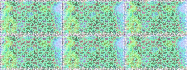 Mavi ve yeşil arka planda uçan güzel kelebek. Raster. Kusursuz desen. Doğadaki güzellik. Kumaş, tekstil, baskı ve davet için desen.