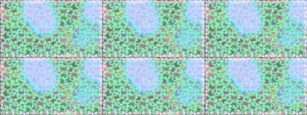 Raster. Kağıt, kumaş ve ambalaj için uygun. Kusursuz desen. Mavi ve nötr arka planda kelebekler.