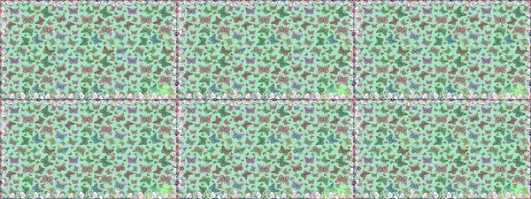 Renkli kelebeklerin kusursuz arka planı. Mavi ve tarafsız şirin kelebekler. Ambalajlar, duvar kağıtları, kumaş tasarımı ve kağıt için güzel bir arka plan. Raster illüstrasyonu.