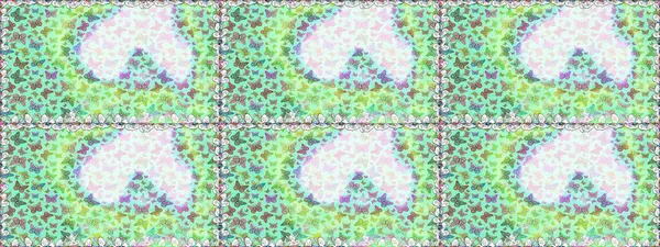 Kusursuz. Kumaş, kağıt, ambalaj kâğıdı ve duvar kağıdı tasarımı için harika bir arka plan. Raster illüstrasyonu. Tarafsız ve yeşil kelebekler. Egzotik hayvanlar.