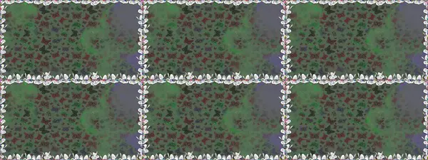 Soyut, pürüzsüz bir arkaplan. Yeşil ve gri renklerin çizimi. Raster Kelebekleri deseni. Güzel kumaş tasarımı..