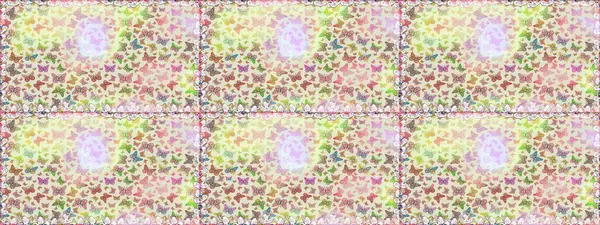 Web sayfası geçmişleri, duvar kağıtları, tekstil ve yüzey dokuları için mükemmel. Raster illüstrasyonu. Kusursuz desen. Renkli kelebekler.