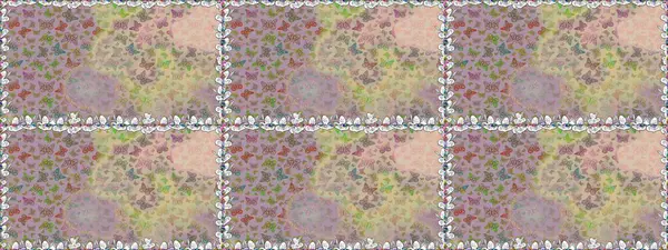 Kusursuz desen. Kağıt, kumaş, ambalaj kağıdı ve duvar kâğıdı tasarımı için hoş bir arkaplan. El çizimi kelebekli moda raster yaz deseni. Raster illüstrasyonu.