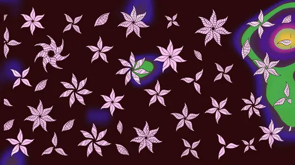 Renkli Bahar Teması eskiz kalıbı. Sevimli çiçek raster deseni. Düz Çiçek Elementleri Tasarımı. Kahverengi renkte çiçekler.