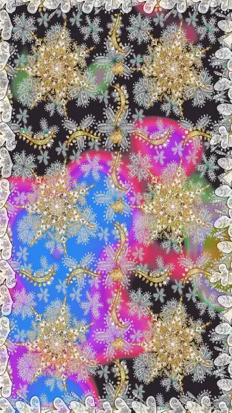 Gri renklerde, altın elementlerle kusursuz desen. Kusursuz altın desen. Raster doğulu süsü.