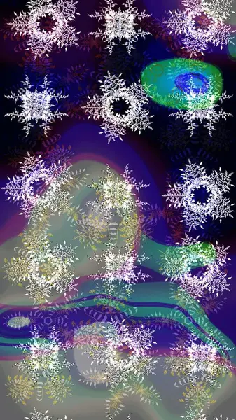 Kar tanelerinin soyut arkaplanlı Noel şablonu. Gri, nötr ve mavi kar taneleri. Raster illüstrasyonu. Noel ve Yeni Yıl moda baskıları için tatil tasarımı.